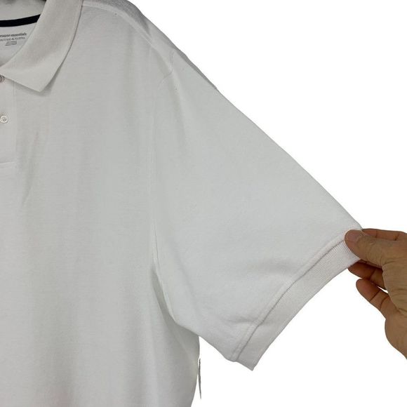 Mens Amazon Essentials White Polo Size 3XT Big & Tall Pic Short Sleeve NWT 3627 - Picture 3 of 9